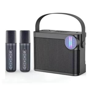 Portable Wireless Karaoke Speaker with 2 Mini Wireless Microphones & Dynamic LED Lights | Bluetooth PA System for Home Parties, Kids, and Adult